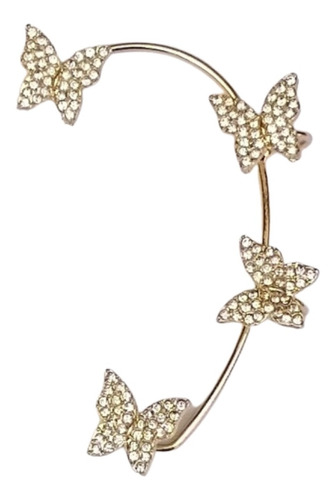 Imagen 1 de 8 de Arete Dorado O Plateado Ear Cuff Climber Mariposas Cristales