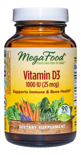 Megafood Vitamina D3 1000 Iu (25 Mcg) - Suplemento De Apoyo