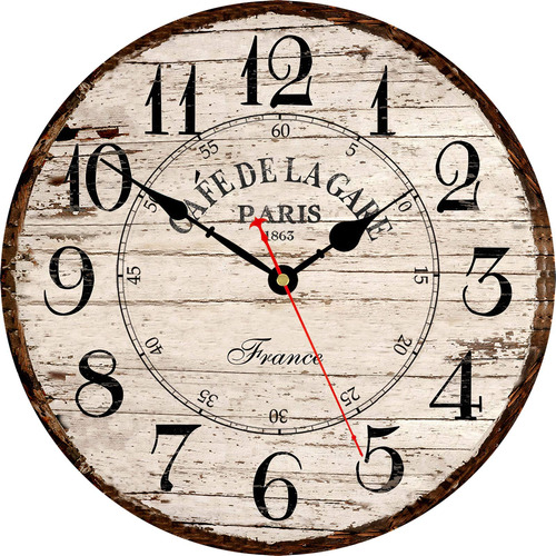 Toudorp Reloj De Pared Retro Paris Cafe, 14 Pulgadas, Estilo
