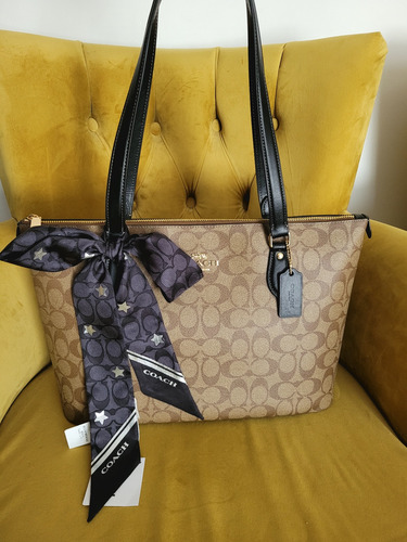Bolsa Coach Gallery Signature Tote Khaki /black Ch504