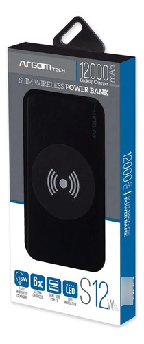 Power Bank S12w 12000mah Con Carga Inalámbrica Rápida De 15w