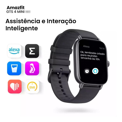 Relogio Amazfit Gts 4 Mini Smartwatch New Alexa Gps Preto