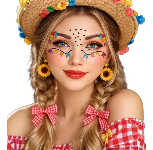 Adesivo De Rosto Junino Decoração Facial Festa Junina 1 Un
