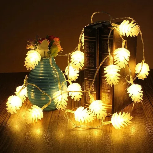 30 Luces Led Navidad Solar Coco Pino Calidas Guirnalda 6 Mts