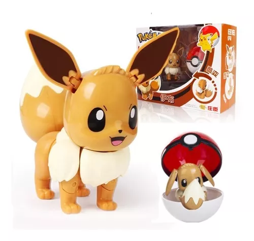 Brinquedo Pokemon Eevee Articulado Dentro De Pokebola Ball