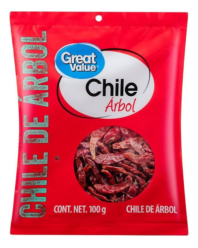 Chile De Árbol Great Value 100 G