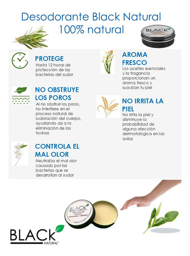 Black Natural | Pack 2 Desodorante Corporal Natural 60g C/u Fragancia Y Esencia CĂtricos