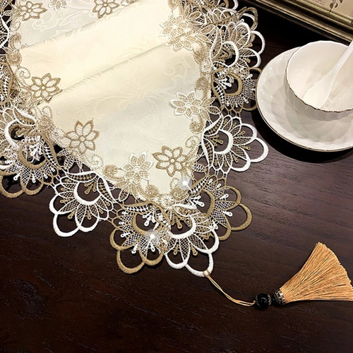 Mantel Rectangular De Encaje Con Flores Para Cocina, Comedor
