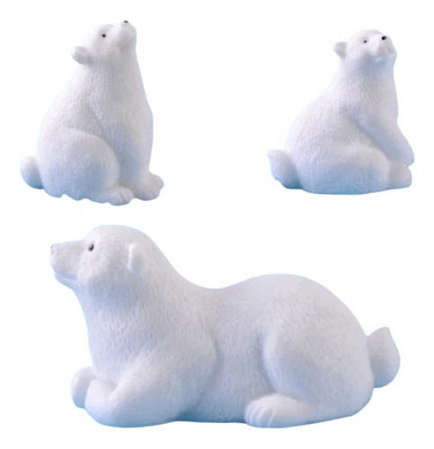 Set 3 Osos Polares Miniatura Micropaisaje ( Casa Muñecas)