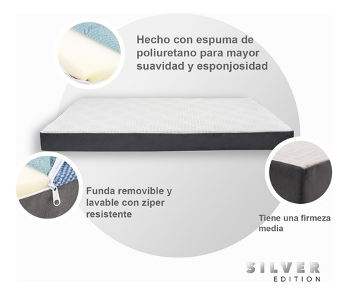 Colchón King Size De Memory Foam - 20 Cm | Silver Edition Color Blanco Con Gris