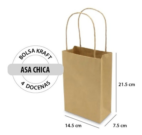 Bolsa De Papel Kraft Con Asa Chica - 4 Docenas