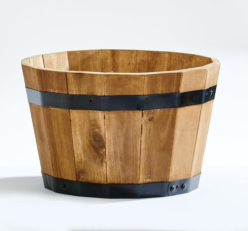 Maceta De Barril De Madera De Acacia 20 Cm Marrón Claro