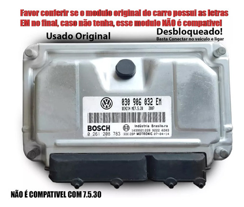 Módulo Injeção Gol G4 1.0 8v Flex 030906032em 0261208783