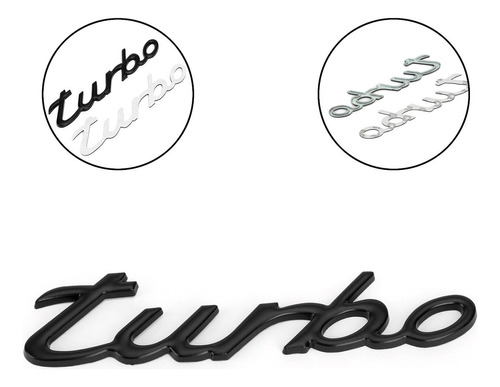 Etiqueta Engomada Coche Metal Turbo Logo Emblema Negro
