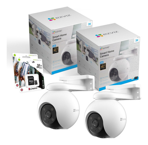 Kit 2 Cámaras Seguridad Ip Ezviz Exterior Wifi 360 3k + 32gb