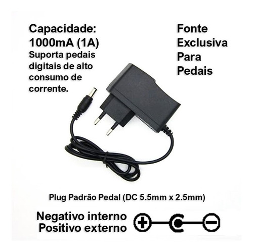 Imagem 4 de 6 de Fonte 9v P Pedal De Guitarra 1000ma Com 03 Saídas (3 Pedais)