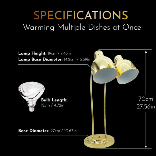 Lámpara De Mesa Portátil Homeluvo Gold De 500 W Para Calenta