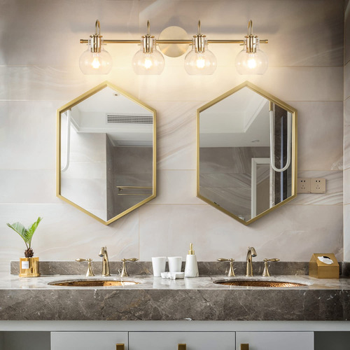 Lámpara Baño 4 Luces Doradas Con Acabado Elegante Producto A