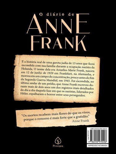 O Diário De Anne Frank, De Frank, Anne. Editora Principis, Capa Mole Em Português