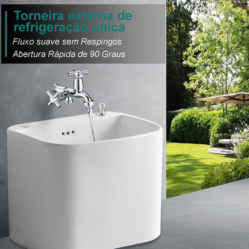 Torneira Abs Dupla Saída Para Tanque E Máquina De Lavar Com Rosca Para Mangueira Instalação Na Parede Ideal Para Lavanderia Jardim E Área De Serviço Alta Durabilidade E Versatilidade Fc-87 Via Flix