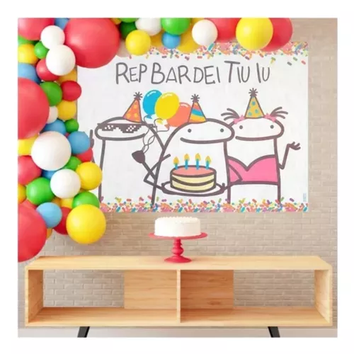 Painel de Festa Retangular Meme Bento Cake Flork Vertical Infantil