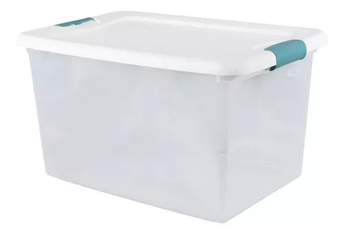  Caja de almacenamiento de plástico transparente con tapa, caja  de almacenamiento grande para ropa, caja de almacenamiento para el hogar,  caja organizadora (color transparente, tamaño: XL) : Hogar y Cocina