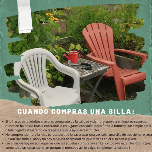 Imagen 6 de 9 de Silla Pvc Apilable Monobloque Blanca Patio Jardin Exterior