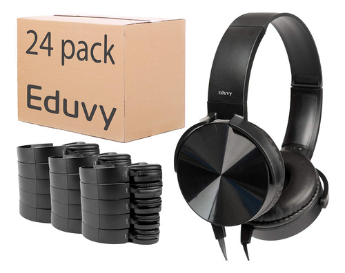 Auriculares Eduvy Core Para Aula, Paquete De 24, Negros