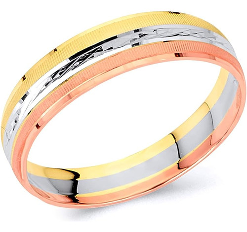 Ladies Solid 14k 3 Tri White Yellow And Pink Gold Polished D