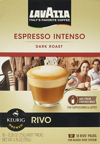 Lavazza Intenso, Espresso 18 Paquetes De 0,26 Oz Para Keurig