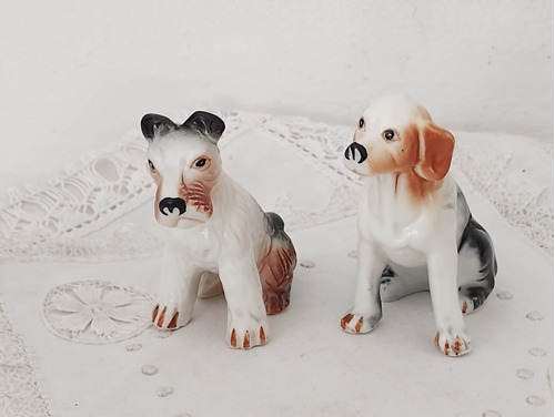 Vintage Perro De Porcelana X 2