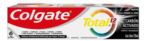 Pasta Dental Total 12 Carbon Activado 150ml Colgate