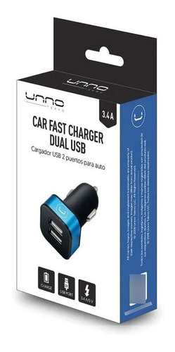 Cargador Para Automóvil Unno De 2 Usb 5v 3.4a Carga Rápida 