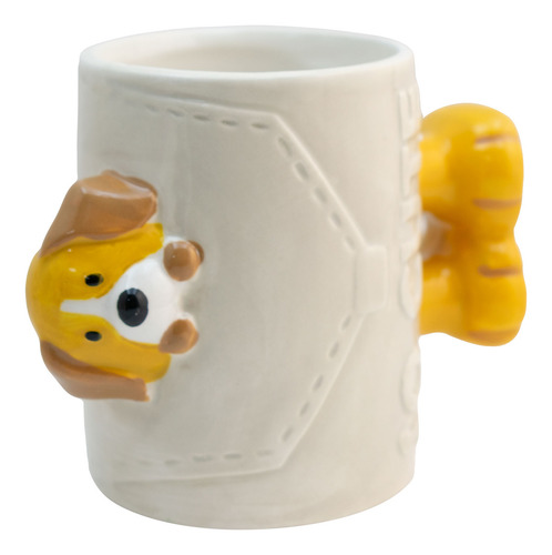 Taza De Cerámica Animales 3d Cute Con Asa De Patitas 480 Ml Color Beige Perro