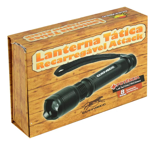Lanterna Tática Attack Recarregável 140 Lúmens Resistente