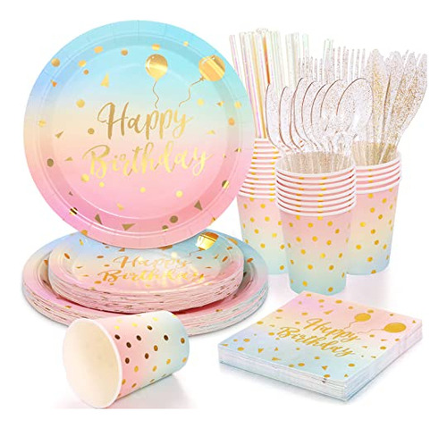 200 Pcs Pastel Party Supplies Birthday Party Plates And..