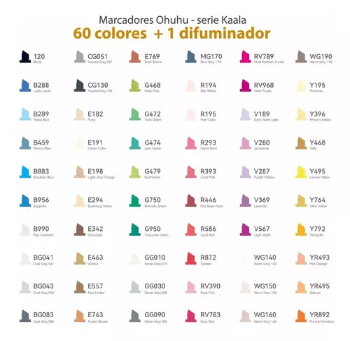 Marcadores Ohuhu 60 colores + 1 blender