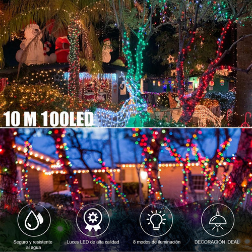 Pack X3 Luces Led Navidad Guirnalda Luces Multicolor 100 Led