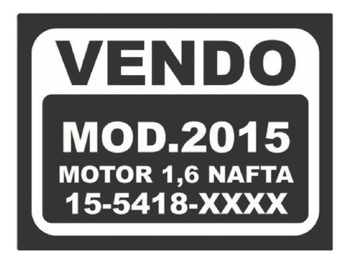Cartel 21x28cm Calco Vendo Auto Sticker Vinilo