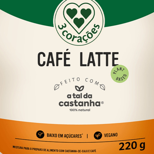 Café Latte C/ Leite Vegetal Castanha De Caju 220g 3 Corações