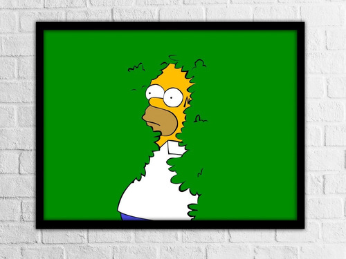Cuadros Homero Los Simpson Escondiéndose En Arbustos 32x42