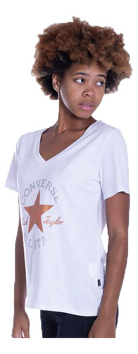 Remera Converse Lifestyle Mujer Metals Patch Blanco Fuk
