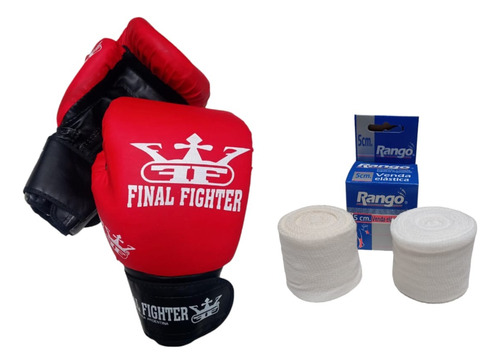 Combo Kit Guantes + Vendas Kick Boxing Boxeo Final Fighter