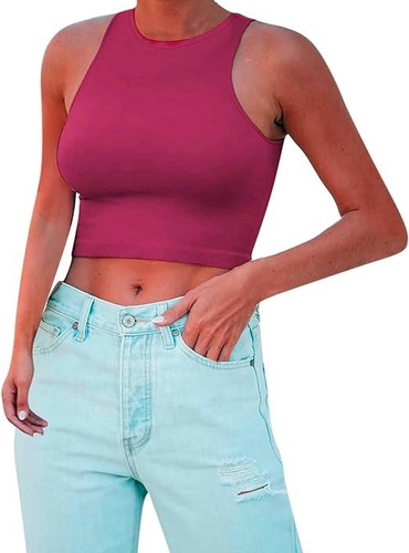 Top Corto Remera Blusa Musculosa Mujer Sin Mangas