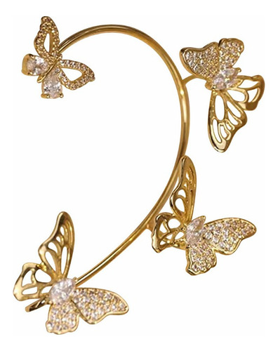 Moda Crystal Beauty Mujer Mariposa Brazalete Clip De Oreja