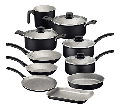 Jogo De Panela Tramontina Linz 10 Peças Conjunto De Alumínio Preto Com Revestimento Antiaderente Starflon Max Para Cozinha Completa Durabilidade Extra Turim Kit De Caçarolas E Panelas