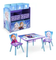 Comprar Kids House Set de Muebles Infantiles Disney Frozen, Mesa con Dos Sillas y Organizador de Juguetes Azul Claro Ideal para Jugar, Dibujar y Guardar Juguetes
