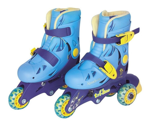 Patins Infantil Menino 26/33 Kit Proteção In Line E Tri Line