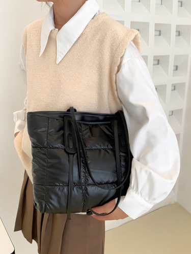 Bolsos De Mano Acolchados De Algodón For Mujer, Otoño-invie