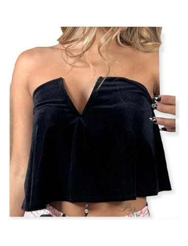 Crop O Top Corto Con Detalle En El Busto Escote En V Velvet